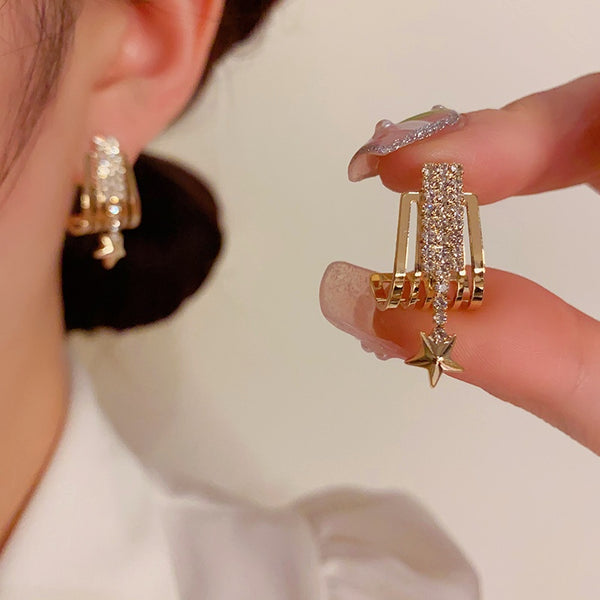 14K Gold-Plated Elegant Star Earrings