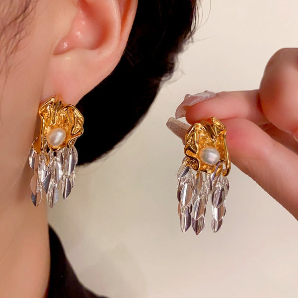 14K Gold-Plated Elegant Wheat Tassel Earrings