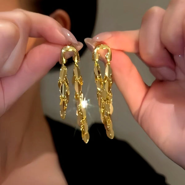 14K Gold-Plated Elegant Wheat Tassel Earrings