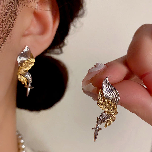 14K Gold-Plated Elegant Wing Earrings