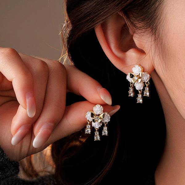 14K Gold-Plated Elegant Zircon Butterfly Earrings