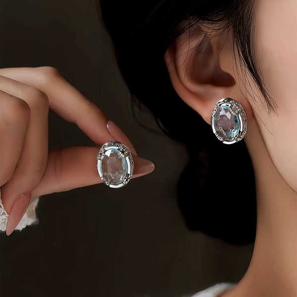 14K Gold-Plated Elegant Zircon Crystal Stud Earrings