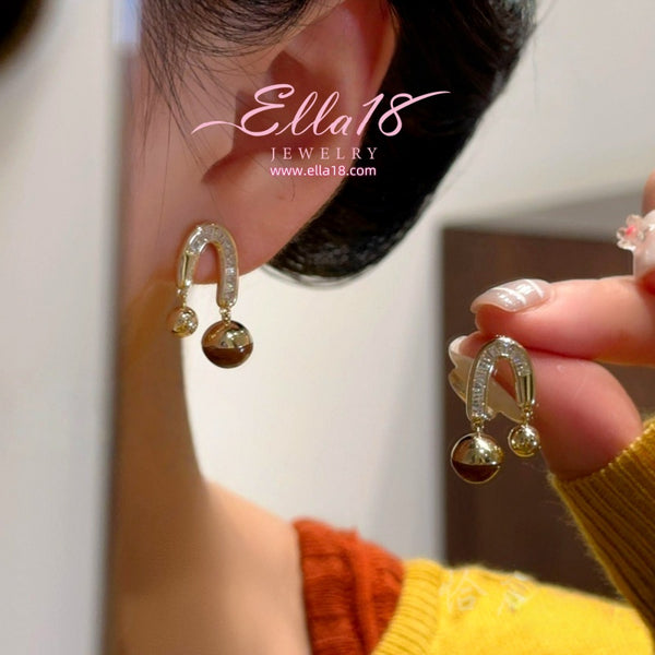 14K Gold-Plated Elegant Zircon Diamond Bead Tassel Earrings