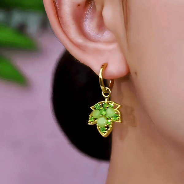 14K Gold-Plated Elegant Zircon Diamond Maple Leaf Earrings