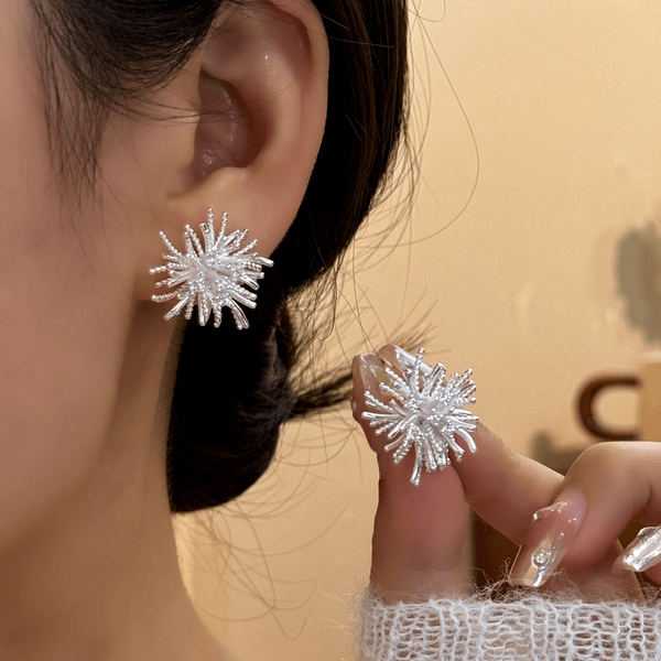 14K Gold-Plated Elegant Zircon Firework Stud Earrings