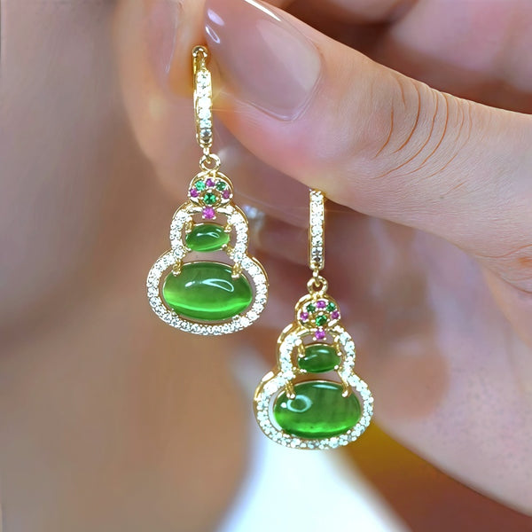 14K Gold-Plated Elegant Zircon Gourd Earrings