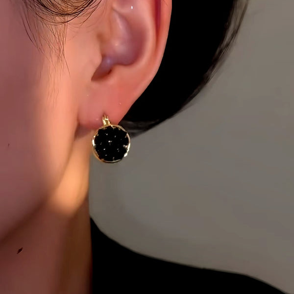 14K Gold-Plated Elegant Zircon Round Earrings