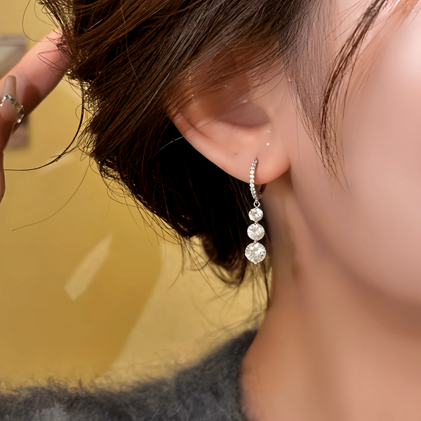 14K Gold-Plated Elegant Zircon Tassel Earrings