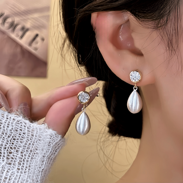 14K Gold-Plated Elegant Zircon Water Drop Earrings