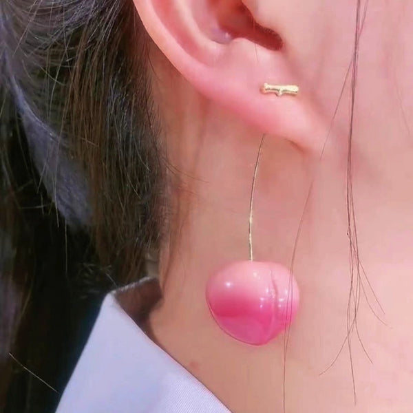 14K Gold-Plated Elegant peach pink fruit Earrings