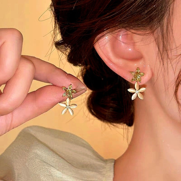 14K Gold-Plated Exquisite Opal Petal Flower Earrings