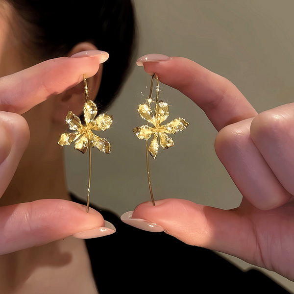 14K Gold-Plated Flower Ear Hook Earrings