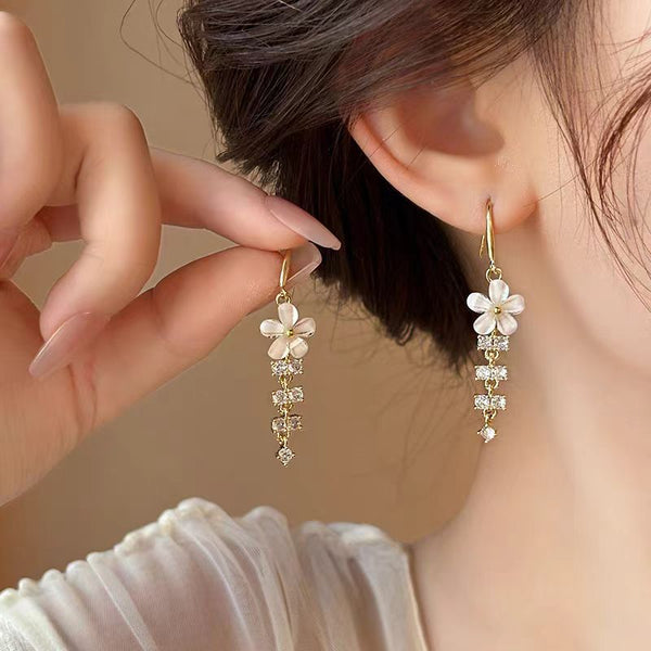 14K Gold-Plated Flower Tassel Earrings
