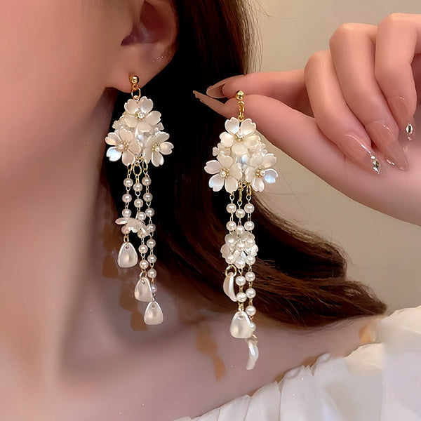 14K Gold-Plated Flower Tassel Earrings