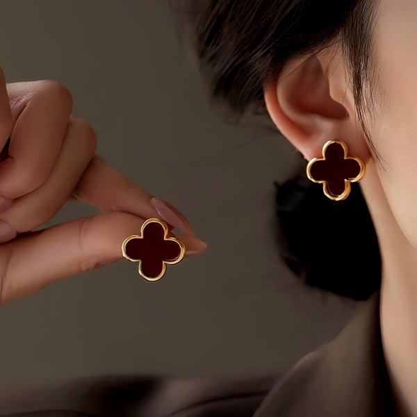 14K Gold-Plated Four-Leaf Clover Stud Earrings