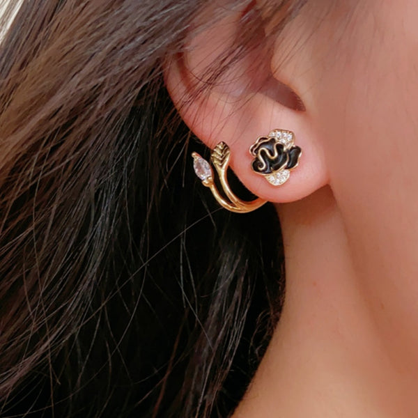 14K Gold-Plated Glaze Flower Earrings