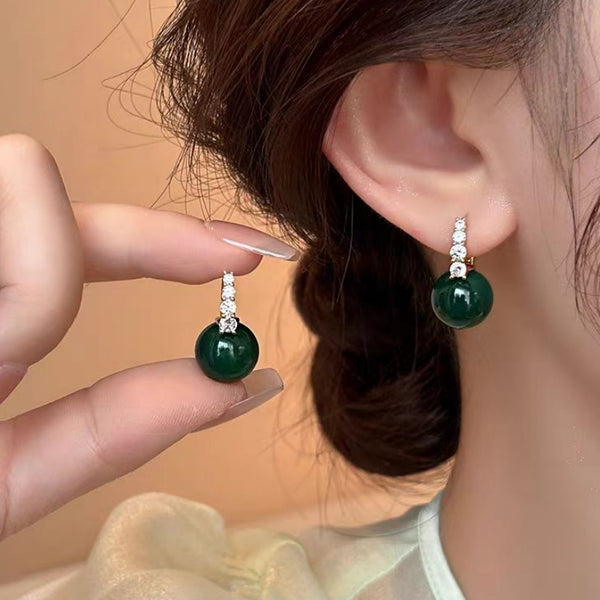 14K Gold-Plated Green Pearl Earrings