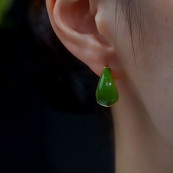 14K Gold-Plated Green Water Drop Earrings