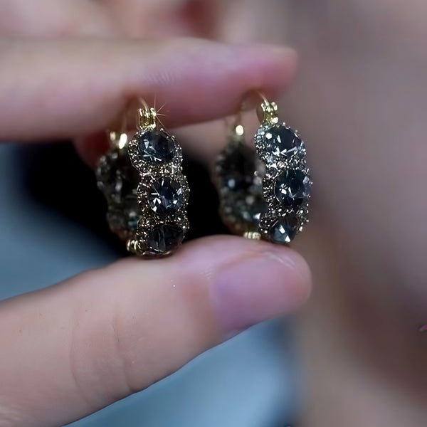14K Gold-Plated Grey Zircon Diamond Earrings