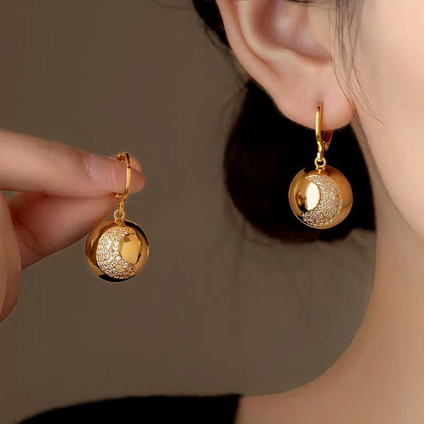 14K Gold-Plated Half-Circle Crescent Earrings