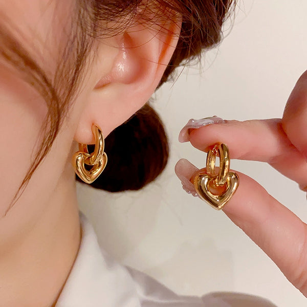 14K Gold-Plated Heart-Design Earrings