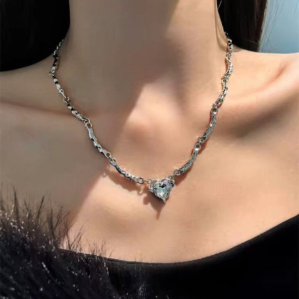 14K Gold-Plated Heart-Design Gemstone Necklaces