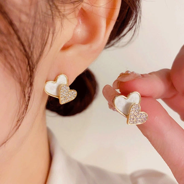14K Gold-Plated Heart Stud Earrings