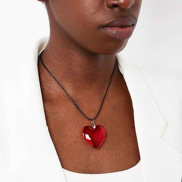 14K Gold-Plated Hip-Hop Red Heart Necklace