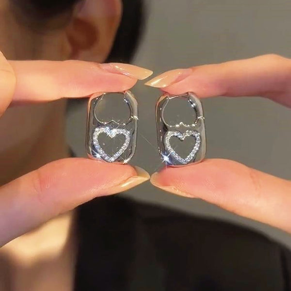 14K Gold-Plated Diamond Heart Earrings
