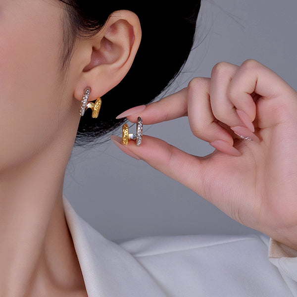 14K Gold-Plated Hollow Double-Layer Stud Earrings