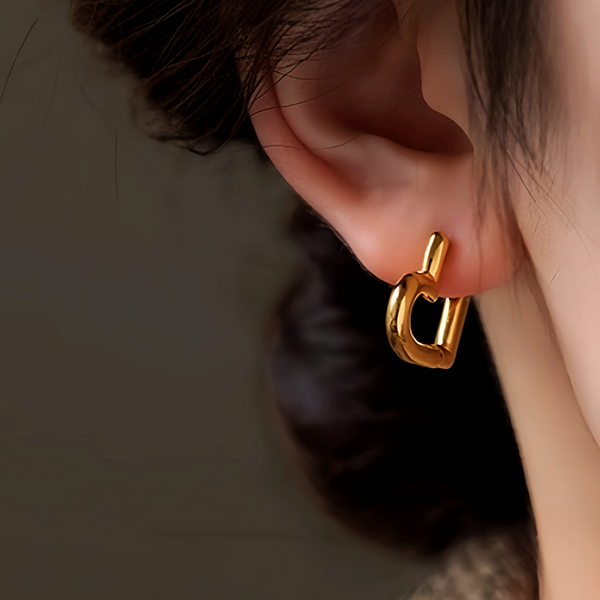 14K Gold-Plated Hollow Heart Earrings