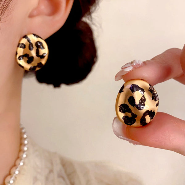 14K Gold-Plated Leopard Print Stud Earrings