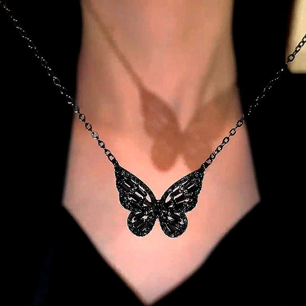 14K Gold-Plated Luxury Black Butterfly Necklaces