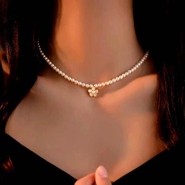 14K Gold-Plated Luxury Camellia Pearl Necklaces