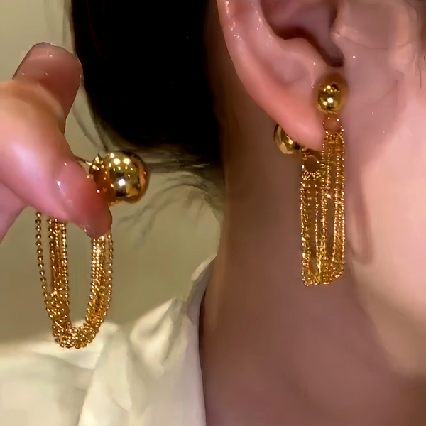 14K Gold-Plated Luxury Chain Tassel Earrings