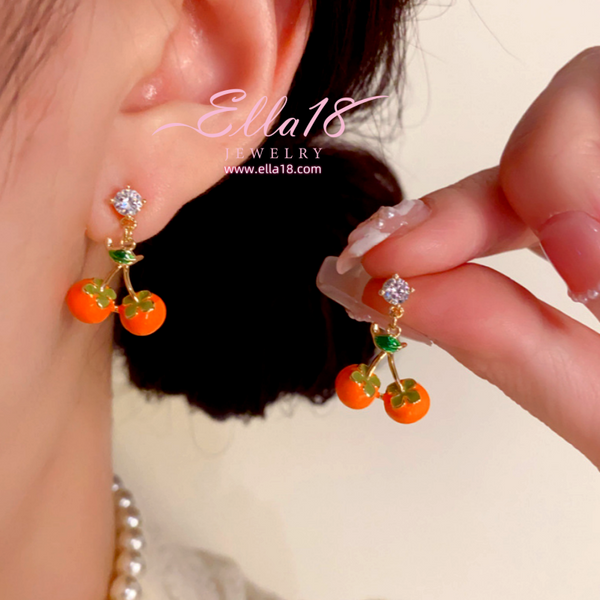 14K Gold-Plated Luxury Design Zircon Diamond Persimmon Earrings