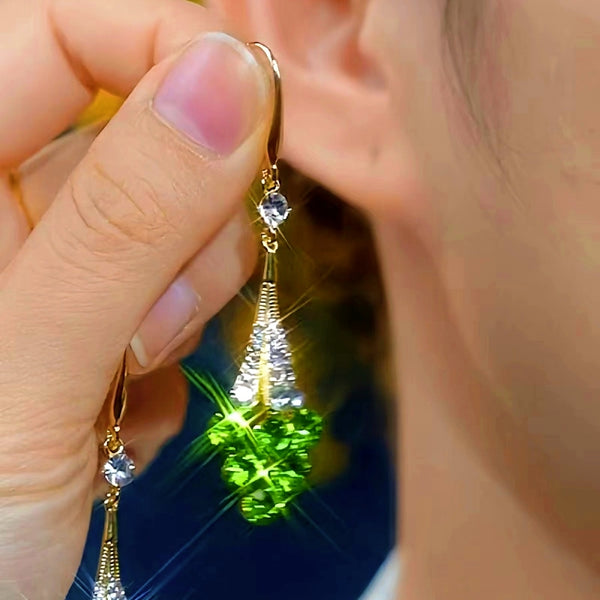 14K Gold-Plated Luxury Diamond Crystal Earrings