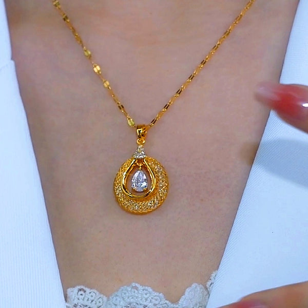 14K Gold-Plated Luxury Diamond Phoenix Feather Pendant Necklaces