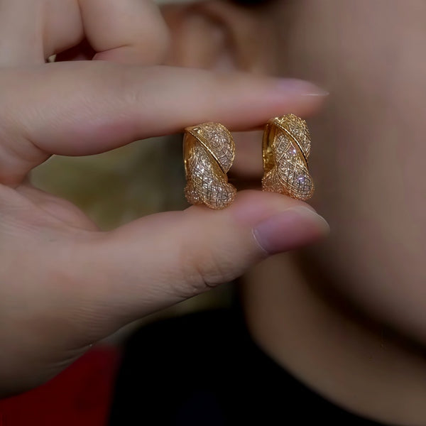 14K Gold-Plated Luxury Little Mesh Hoop Earrings