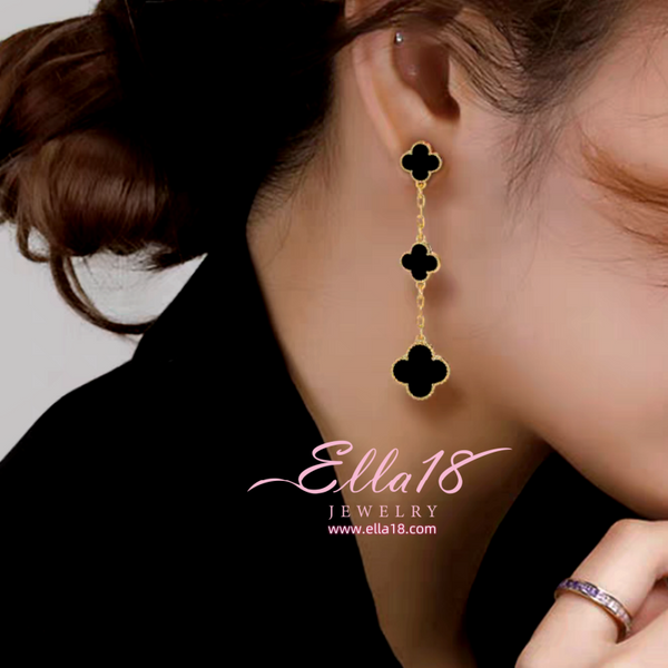 14K Gold-Plated Luxury Lucky Four-Leaf Clover Tassel Earrings