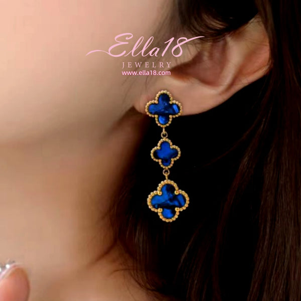 14K Gold-Plated Luxury Lucky Four-Leaf Clover Tassel Earrings