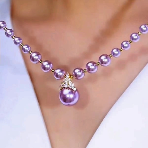 14K Gold-Plated Luxury Manta Rose Purple Pearl Necklaces