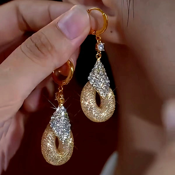 14K Gold-Plated Luxury Mesh Water Drop Earrings