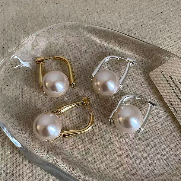 14K Gold-Plated Luxury Pearl Chain Earrings