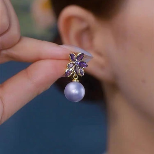 14K Gold-Plated Luxury Pearl Flower Earrings