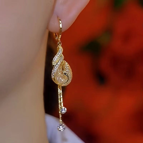 14K Gold-Plated Luxury Phoenix Tassel Earrings