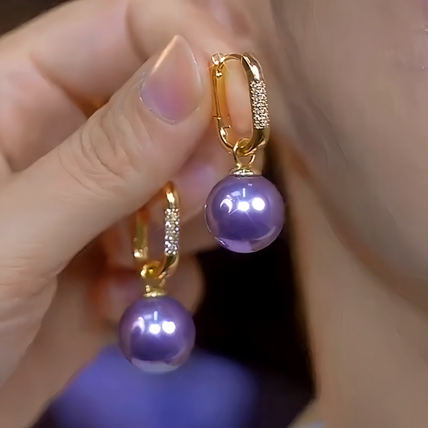 14K Gold-Plated Luxury Purple Pearl Earrings