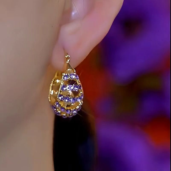 14K Gold-Plated Luxury Purple Zircon Earrings