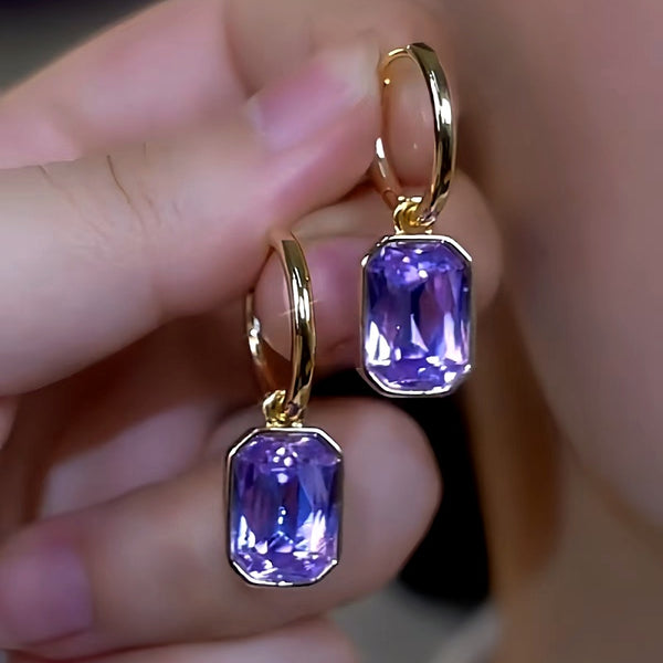 14K Gold-Plated Luxury Purple Zircon Earrings