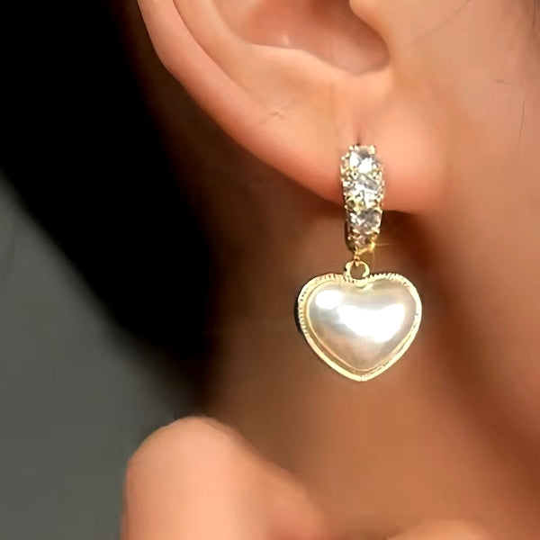 14K Gold-Plated Luxury Rhinestone Heart Earrings